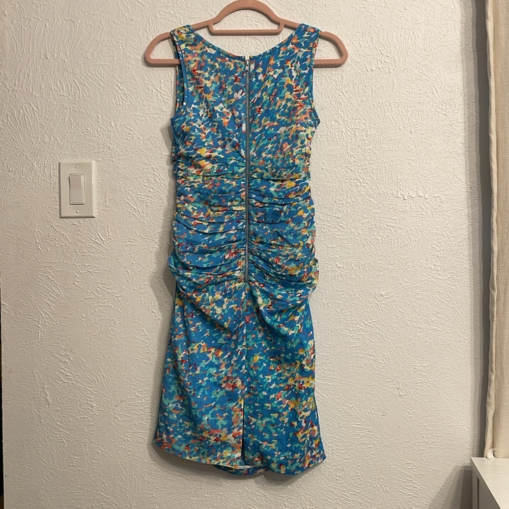 Tracy Reese Dress Blue Yellow Stretch Tank Dress Silk Lite Bright Size 0 - Picture 7 of 7